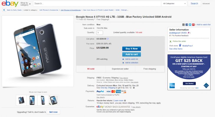 Fotografía - [Actualización: Back Again] Trato de alerta: Agarra una nueva marca, desbloqueado 32GB Nexus 6 por sólo $ 299 en eBay antes de que todos se han ido